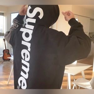 Supreme Satin Appliqué Hoody Navy Size XL